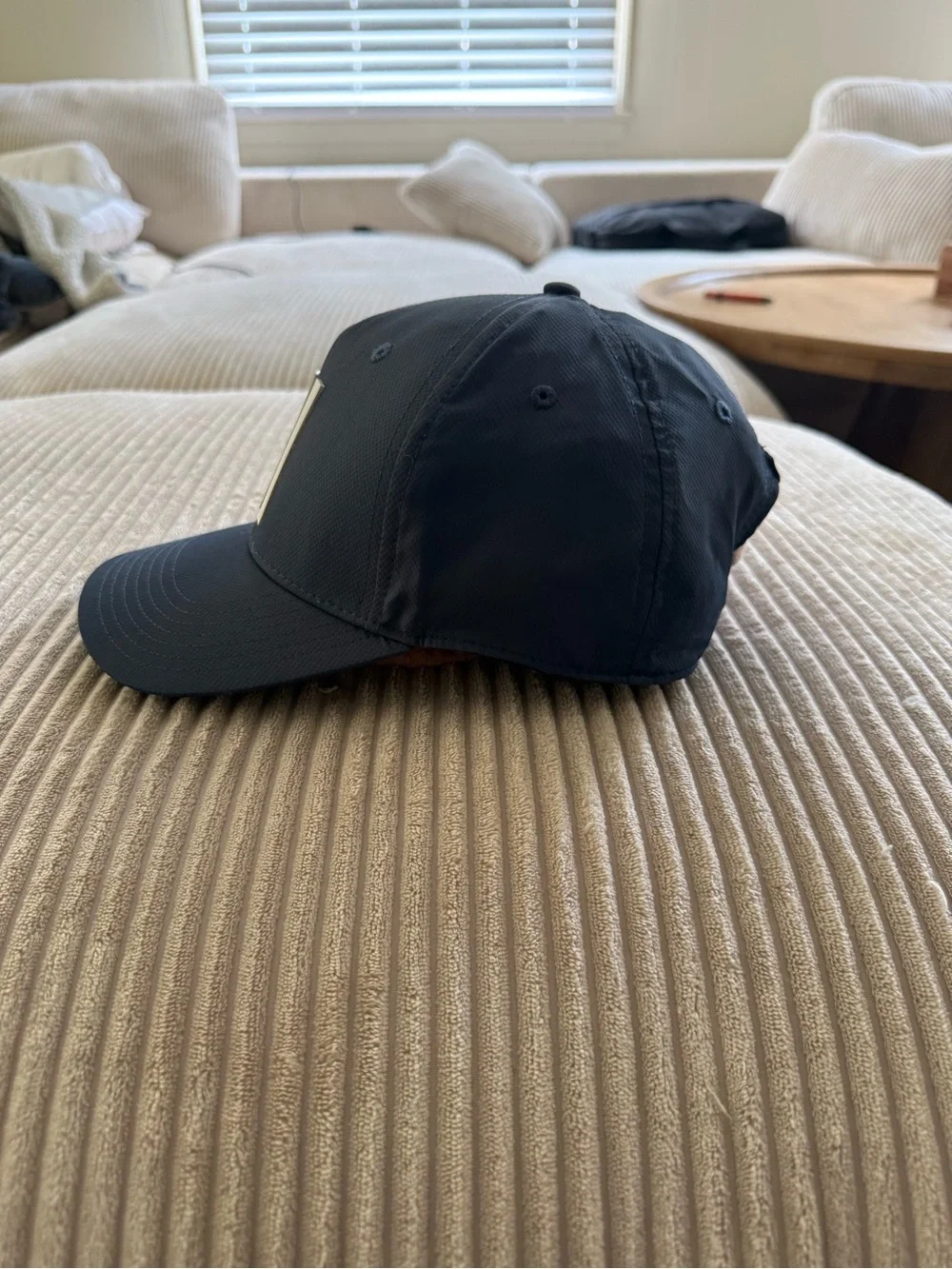 Adidas Blue Golf Cap with White Three-Stripe Logo